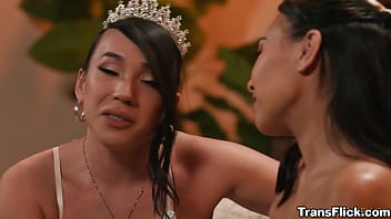 Preview 1 of Toy Shemodel - A retiring ballerina,  Kasey Kei,  returns home after her final performance and celebrates the evening by fucking her Asian wife Kimmy Kimm!