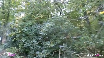 Preview 1 of Mehsana Sex Video - 3 Nerds duerfen geiles Deutsches Teen Anni Angel Draussen spontan ficken - German Foursome