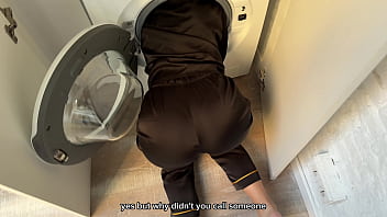 Preview 1 of Selinelure - Stepbrother Fuck Step Sis With Big Ass While She Can&#039_t Get Out Of The Washing Machine - Cum Inside