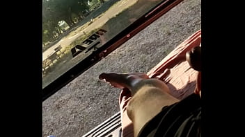 Preview 4 of Force And Cry Las5 - SciFiCowboy slow stroking at a public campground in back of pickup truck