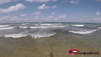 Preview 1 of Anal Tooth - amateur couple fucking on public beach and he cums on her big tits / Miriam Prado