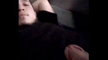 Preview 2 of Nadine Jansen Lactating - Latino laying down relaxing with dick out
