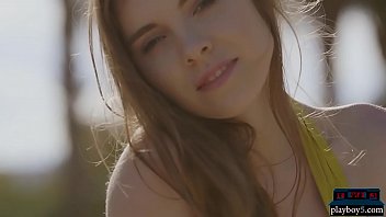 Preview 1 of Ivy Passione Hd - Petite Russian centerfold Kate Chromia strips outdoor