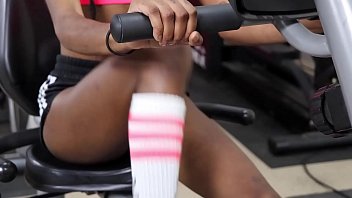 Preview 1 of Plane Xnxx - Gym1-1) Sarah Lace / Chanel Skye Anal Threesome Spit Roast Blowjob Deepthroat Lesbo Oral