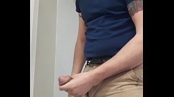 Preview 4 of Swingers Beach - Jerking at work,  big cumshot