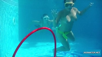 Preview 1 of Naked Schools Israeli Girls - Two hot lesbians playing with dildos in the pool