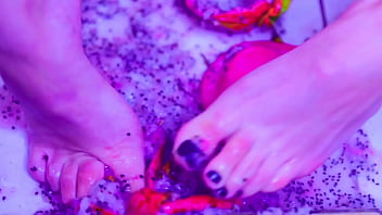 Preview 2 of Big Young Tit - Bare Toes Crushing Juicy Fruit