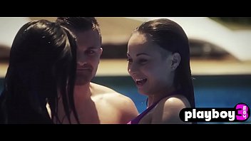 Preview 1 of Cock Stud - Two Russian babes sucks huge guys dick on the pool