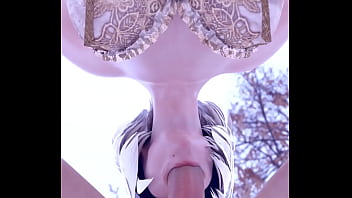 Preview 1 of Butch Dike Forced - 2B Hot BlowJob in cold nature Close Angle