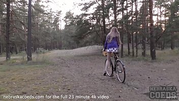 Preview 1 of Dany D And Milf - areana fox back riding her bike nude masturbating in the forest