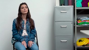 Preview 1 of Uzbekiski Sxxvidyo - Tiny teen thief is getting her pussy and mouth fucked hard by a horny cop.