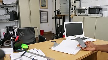 Preview 1 of Brwu - Slutty teen is learning how to suck a huge black cock at work.