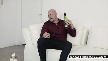 Preview 2 of F8khgfglup5kdld - Busty petite chick sucks on a big cock