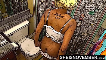 Preview 4 of Aiswsrarai Sex Fuck Tubr - Ebony Cartoon Slut Taking A Long Piss On The Toilet,  Msnovember Ebony Hentai Peeing While Texting Step Dad With Pussy Exposed ,  Sexy Ebony Thighs Open Pissing on Sheisnovember
