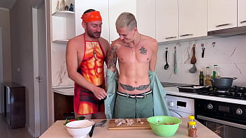 Preview 2 of Sxxxxx 3 - The chef seduced an invited guest during the show and fucked his mouth - 576