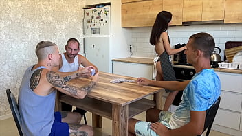 Preview 1 of Xnxx Com Mm - Lost his young wife at cards. Stretched her tight pussy right on the kitchen table