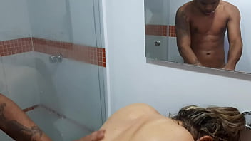 Preview 3 of Kyte Mom - I suck my stepson&#039_s cock while he takes a shower. Full movie