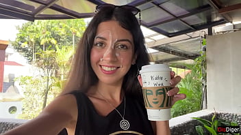 Preview 3 of 2 Robbers Fucks Girls - Blowjob in a Public Toilet Starbucks and Cumwalk - She drinks coffee with cum on face among people