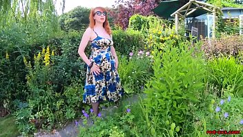 Preview 1 of Rial Hard Raping Jungle Xvideo - Busty babe Red XXX fingers herself in the garden