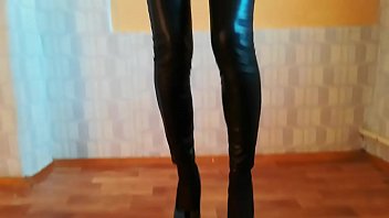 Preview 3 of Boob Destroy Bdsm - Olga in leather catsuit and leather jacket