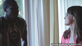 Preview 1 of 18 Year Best Blood Fuking - Nerdy babe Jay Taylor strips for black cock in shower