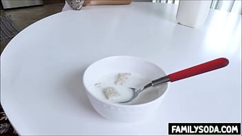 Preview 2 of 1st Bar Chday - Trashy stepmom eats stepsons sausage for breakfast