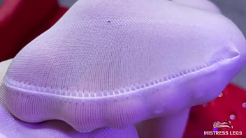 Preview 2 of Family Xxx Sxe - Goddess big booty and foot tease in white stockings on the red couch