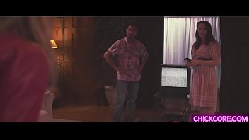 Preview 1 of Tarzan Hollywood Sexy Video - Teen Lebian twins Shyla Jennings and Jenna Sativak started a sizzling family 3some with Kristen Scott after their family dinner.