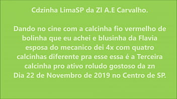 Preview 1 of Fourty Woman - Dando no cine ativo ZN com a calcinha fio vermelho achada e blusinha da Flavia esp do Mecanico 22112019