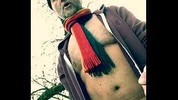Preview 3 of Small Happy Girl - Naked bear with soft,  uncut dick outdoor