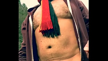 Preview 4 of Small Happy Girl - Naked bear with soft,  uncut dick outdoor