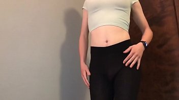 Preview 2 of Kuchaman City Sexy Vidoes Com - Teen sissy in leggings and pink thong
