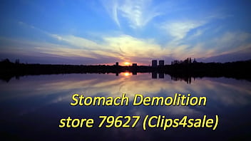 Preview 1 of Lady Fishing - Stomach Test (Stomach Demolition)