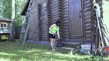 Preview 1 of Swarhi Sex - Anal penetration outdoors. MILF in a short skirt without panties fucks her ass in a public place.