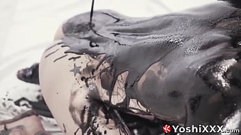 Preview 2 of Indian D R Sex Mms - Asian Damian Dragon and Yoshi Kawasaki splatter oily black goo while breeding raw