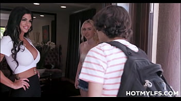Preview 1 of Incest Simulated - Big Tits MILF Melissa Lynn Sex With Teen Study Boy Friend From h.