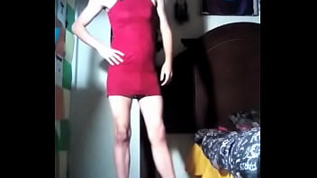 Preview 1 of Girls Doing Pee - Sexy Tranny in red dress and heels 1