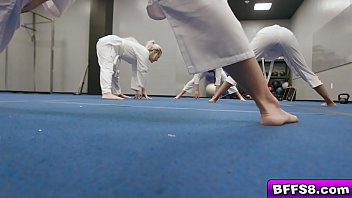 Preview 2 of Cutie Sex Hillary Sisson - Karate hotties Abigail Peach Bella Rolland and Olivia Grey pleases their trainers fat rod and c.
