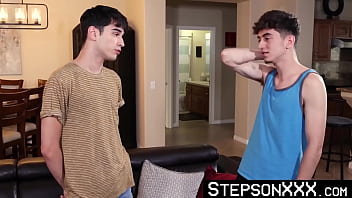 Preview 1 of Komfhu Xxx Video Bf - StepsonXXX.com - Donovin Rece &amp_ Rob Quin &amp_ Muscled Madison - Twink Donovin Rece rides his friend stepdad Muscled Madison
