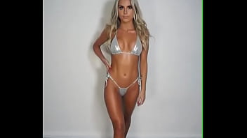 Preview 1 of Aruna Pissy - Shiny silver bikini