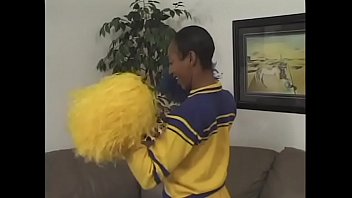 Preview 1 of Mom And Som Hentai - Hot dude fucks hardcore a hot ass black cheerleader&#039_s Black Cat  pussy on the sofa