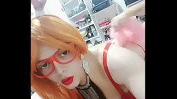Preview 2 of Shallow Throat - Esposa brincando com sua crossdresser (Marido) Anal Fox cauda 2/2