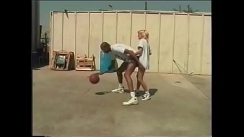 Preview 1 of Seducing With Teens Under Table - Blonde whore sucks and fucks huge black cock on a rooftop