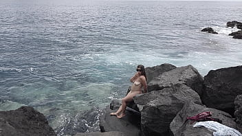 Preview 1 of Yes Xxx Porn - Unexpected Cumshot on the Face of a Nudist on the Beach! Cuckold Husband...Lover Marked Her