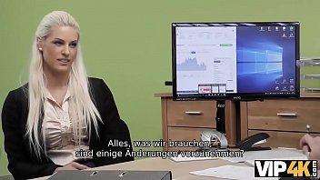 Preview 1 of America Bigboobs - VIP4K. Schlepptau Miss Blanche braucht Geld,  also warum bl&auml_st und Schwanz reitet