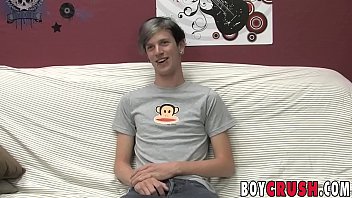 Preview 1 of First Day Of Sex - Skinny twink Danny Tyler interviewed before solo stroking