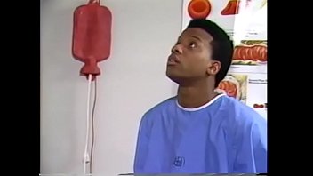 Preview 1 of Voyeur Bitches Watch Men - Shemale nurse takes off her robe and rides a patient&#039_s black cock