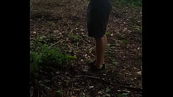 Preview 1 of Japanese Temptation Of Wife - Selfpiss in the woods near highway with cumshot