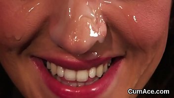 Preview 2 of Phim Sex Mobi Net - Frisky looker gets jizz shot on her face eating all the juice