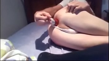 Preview 3 of H Kartoos - Very skinny sissy stretches pussy in panties with deodorant can